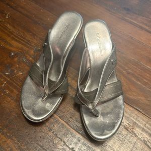 BCBG Silver Wedge sandals